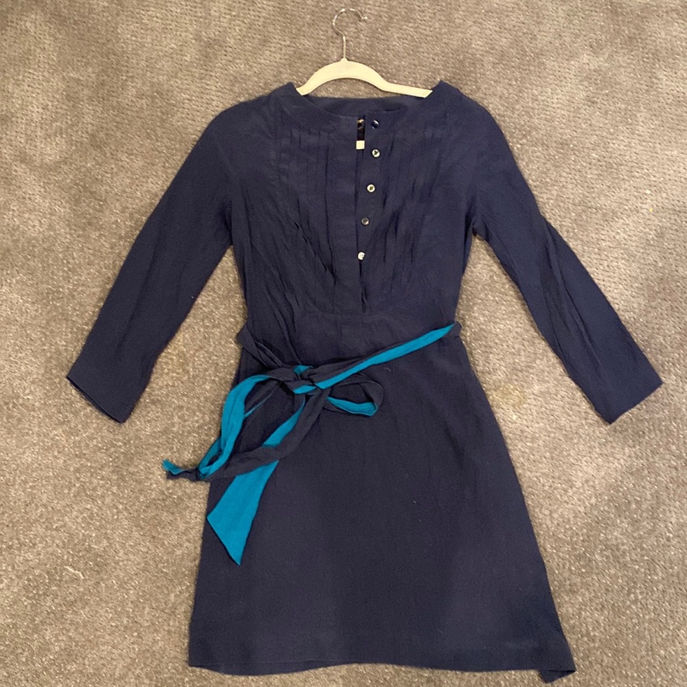 Long Sleeve Navy Blue Dress